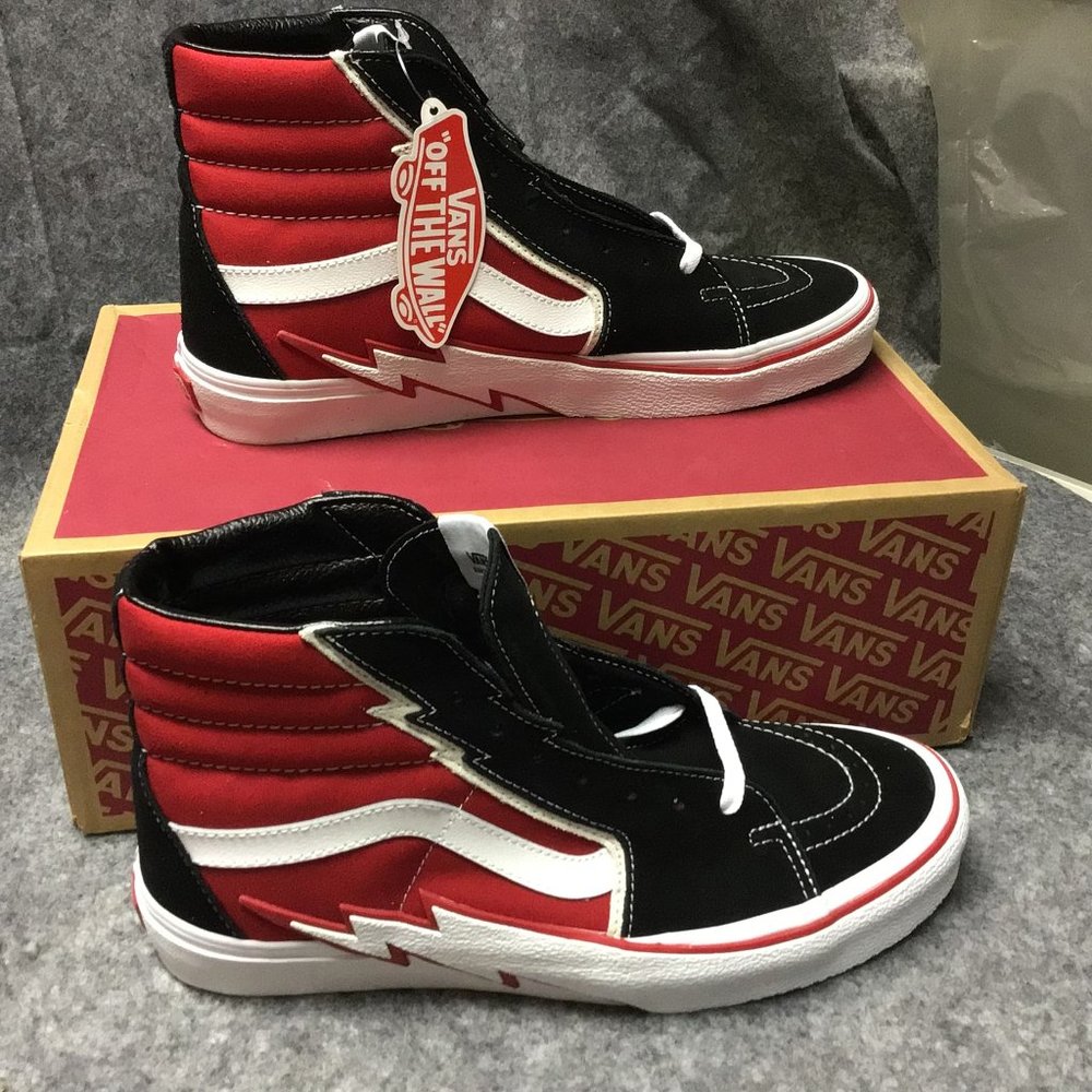 NEW Mens VANS Sk8-Hi BOLT US Size 10 Suede Canvas Black / Red - VN0A5JIV458 RARE